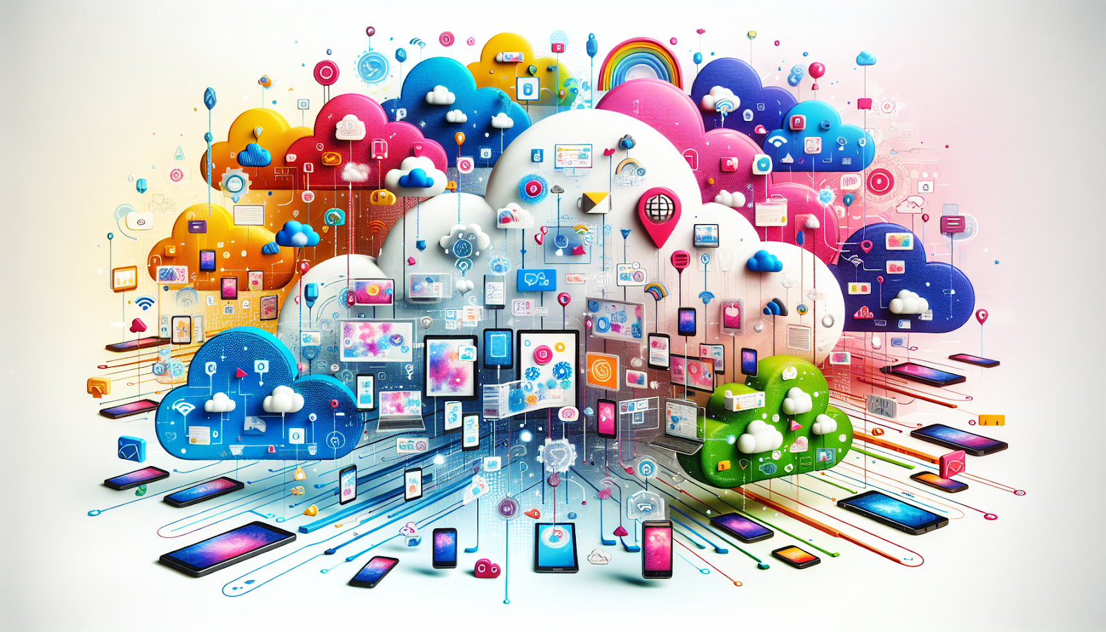 An illustration depicting cloud-based microlearning concepts.